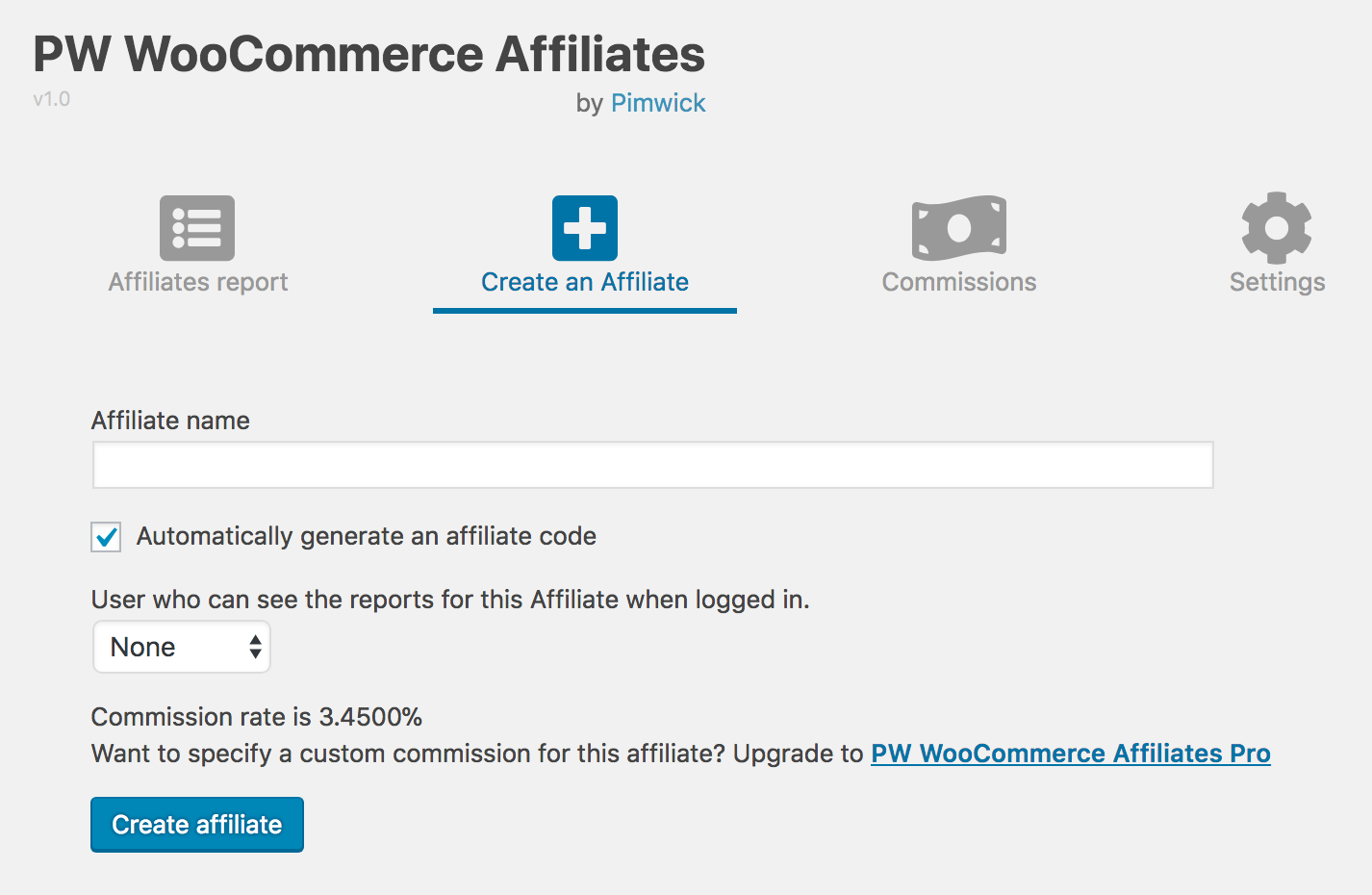 Creating an affiliate