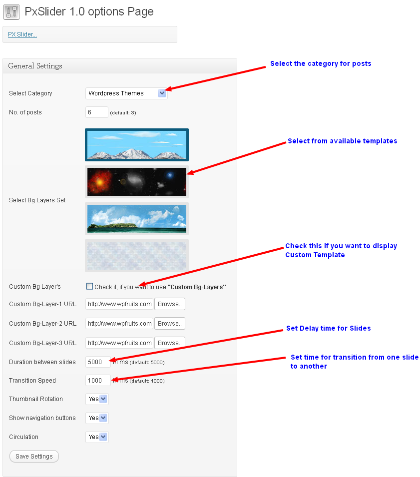 The settings page.