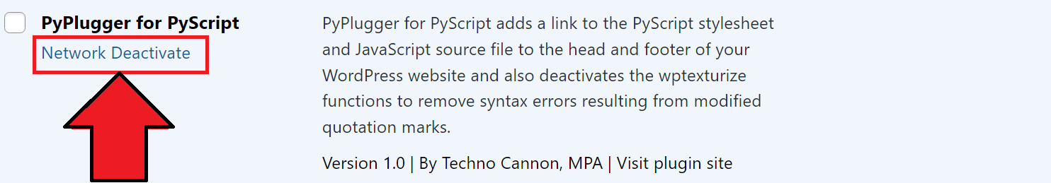 Deactivate PyPlugger for PyScript
