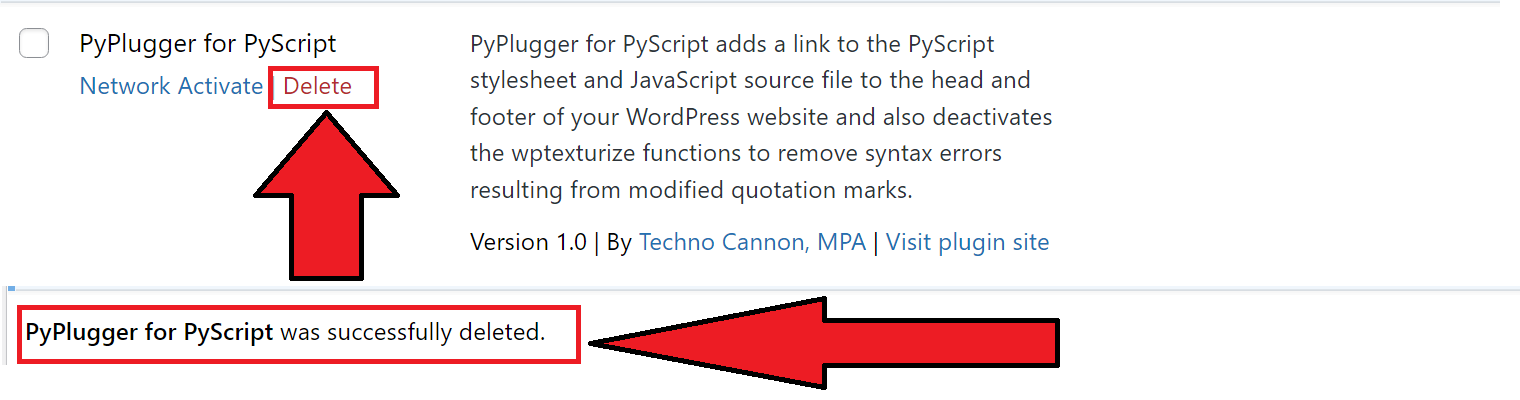 Delete PyPlugger for PyScript
