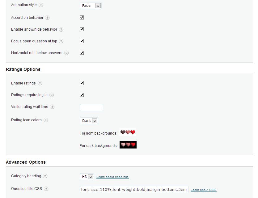 The plugin settings page.
