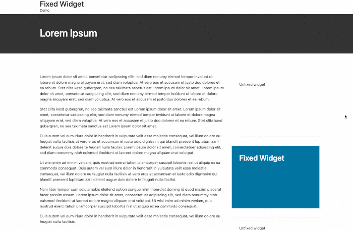 The Fixed Widget for WordPress plugin in action