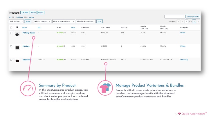 Easily manage *Product Bundles* and *Product Variation*.