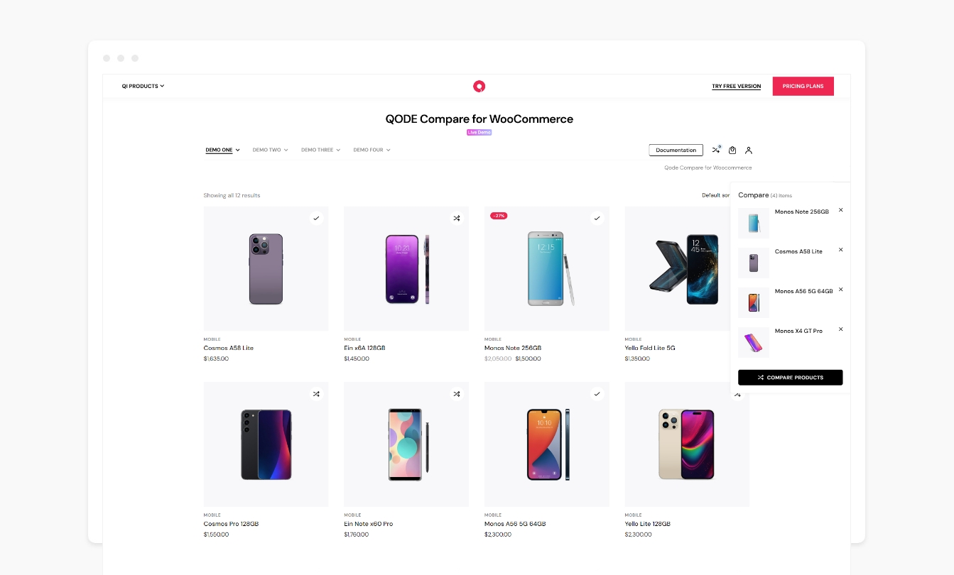 Comparison Side Popup.