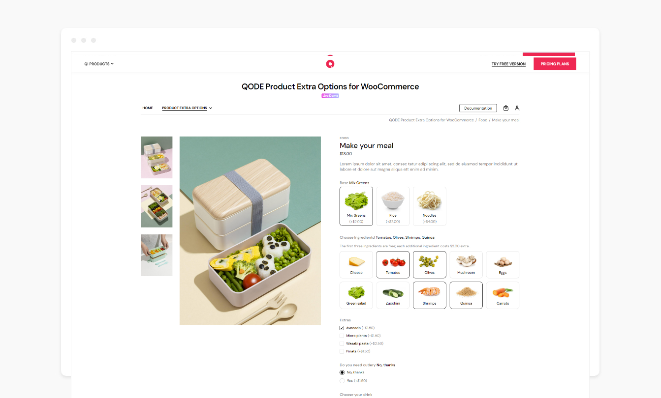 Make Your Meal Extra Options