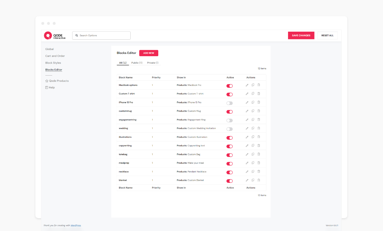 Admin Block Editor