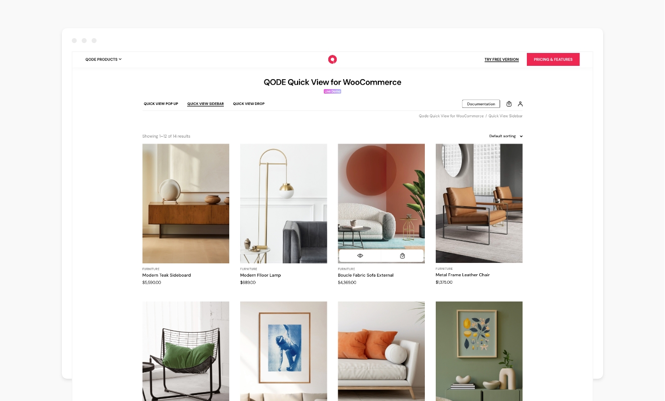Quick View Sidebar Demo.