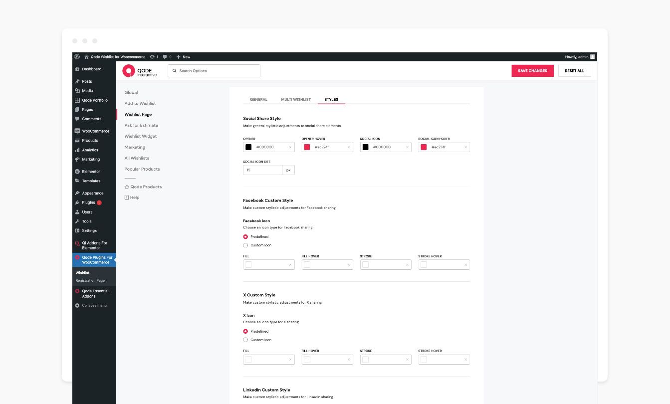 Admin Wishlist Page Styles.