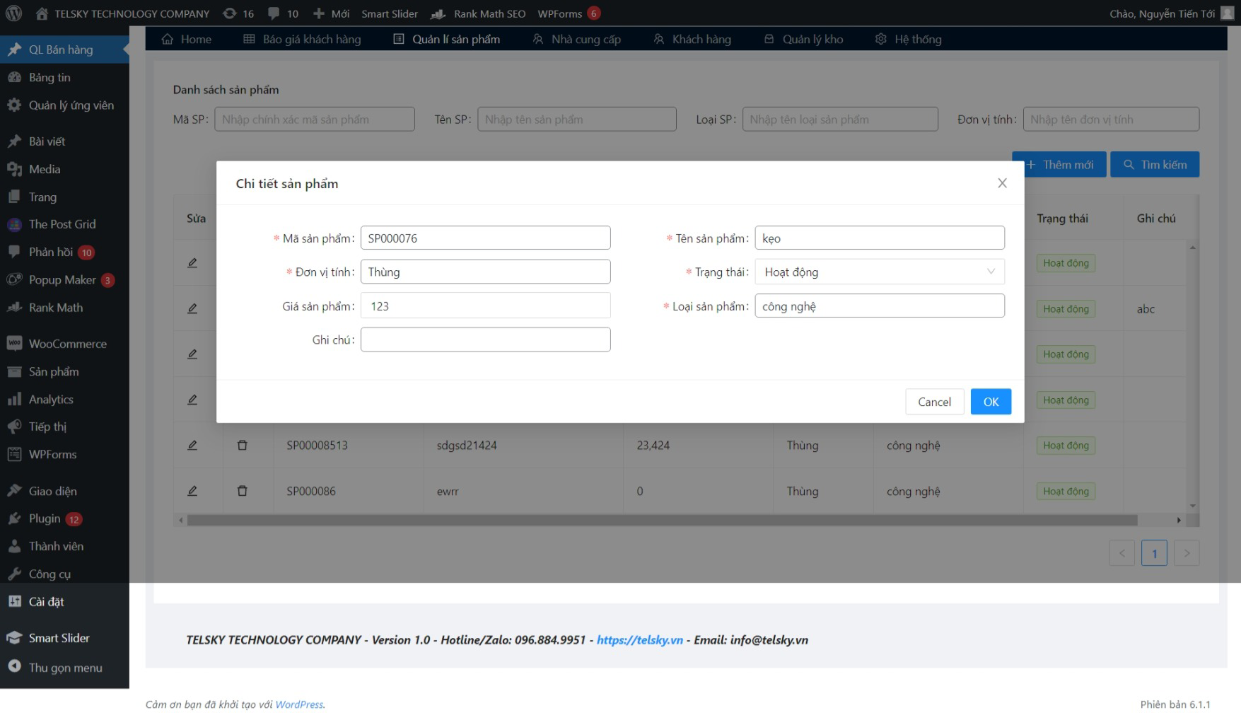 The screen of invoce sale order.