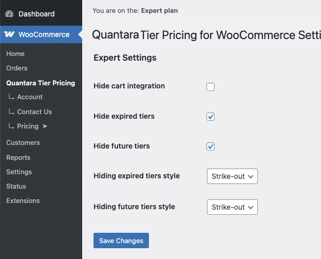 Admin integration under the WooCommerce section