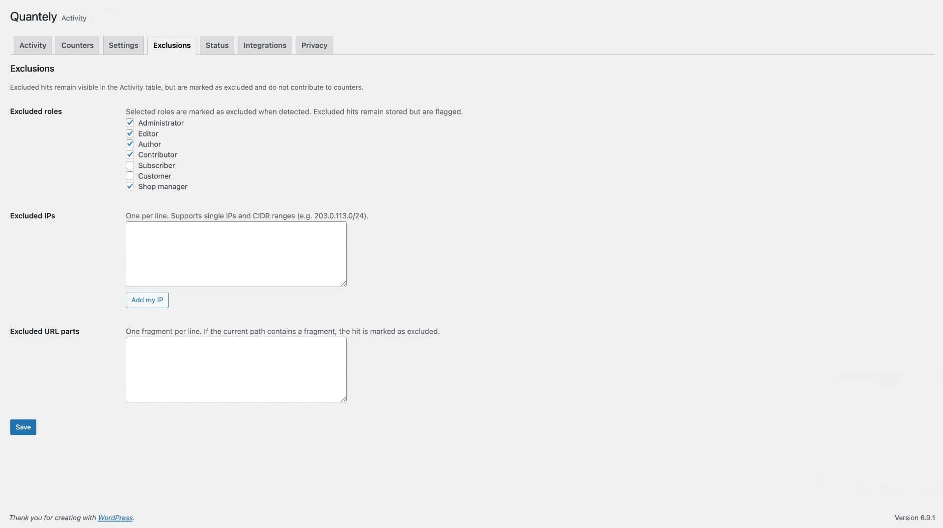 Exclusions and bot handling