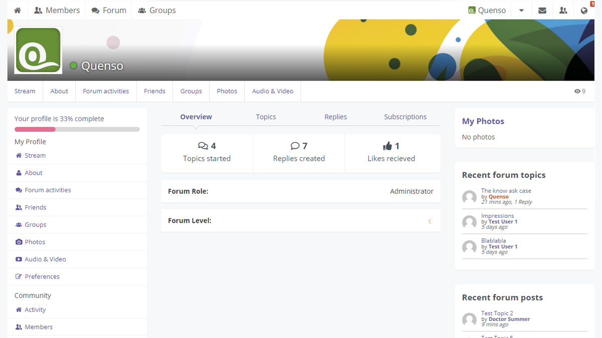 Forum activities tab in profiles (Premium Feature)