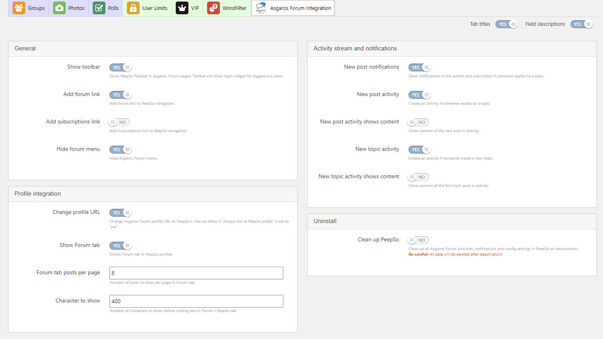 Config section (Some Premium Features)