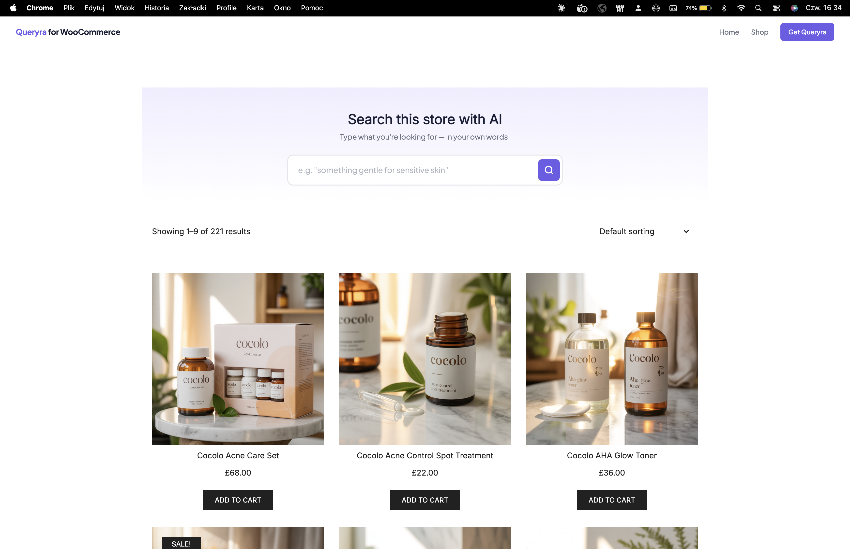 Dashboard – real-time search statistics and query analytics