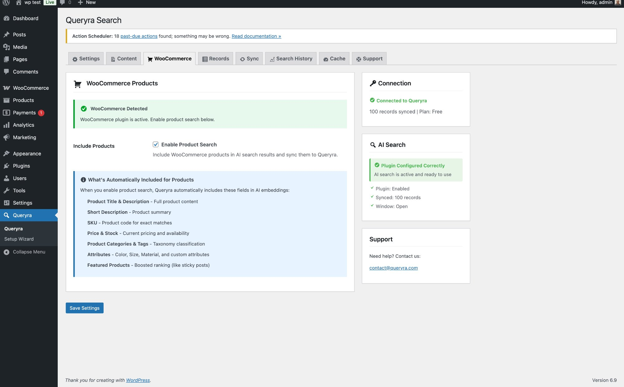 Settings – simple configuration, one API key, no OpenAI account needed