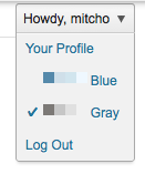 The admin color scheme picker in the "howdy menu."