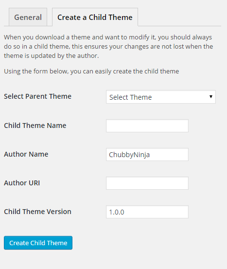 Easily generate child themes