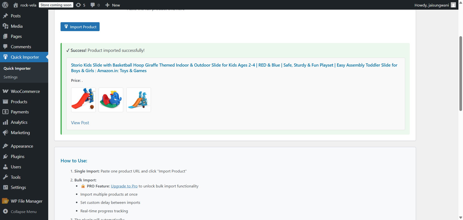 Settings Page with Pro Banner