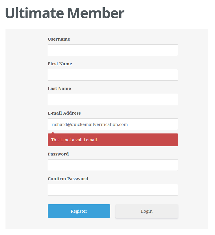 Example of Buddypress registration form