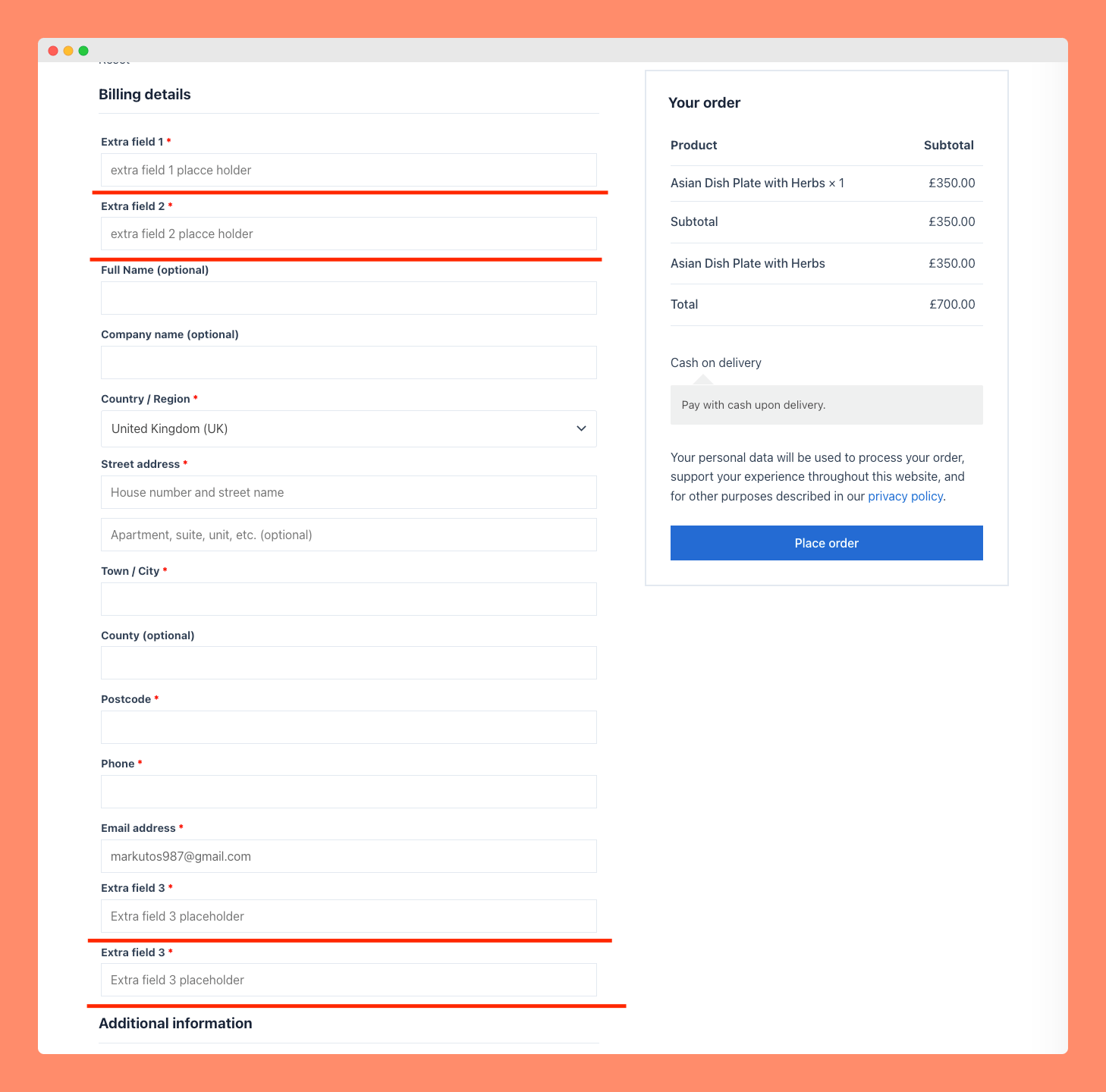 Product addons options
