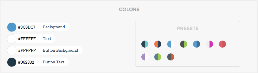 Select any preset color options or specify your own
