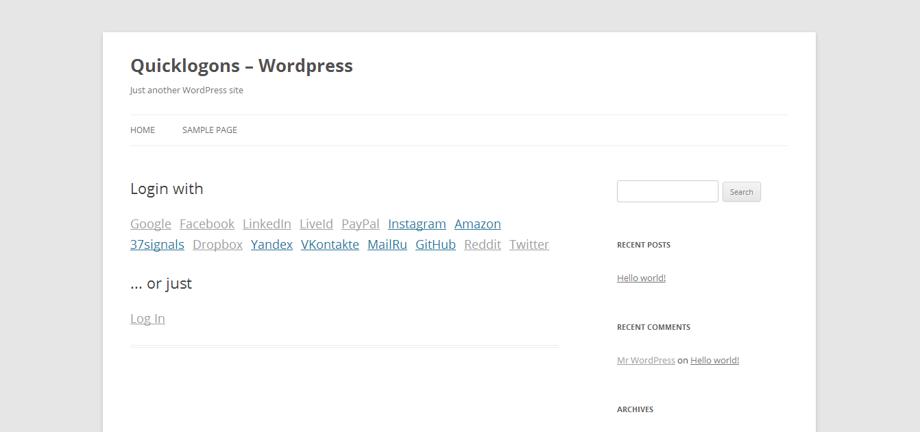 Login page.