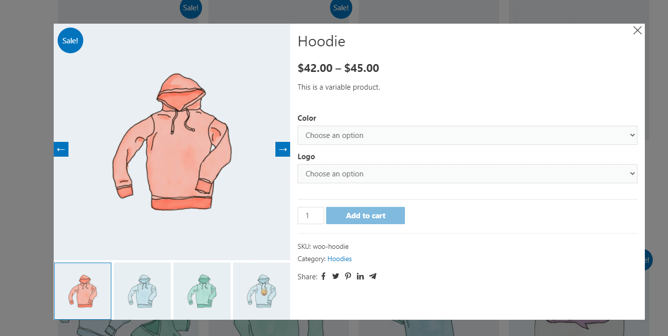 Popup frontend view
