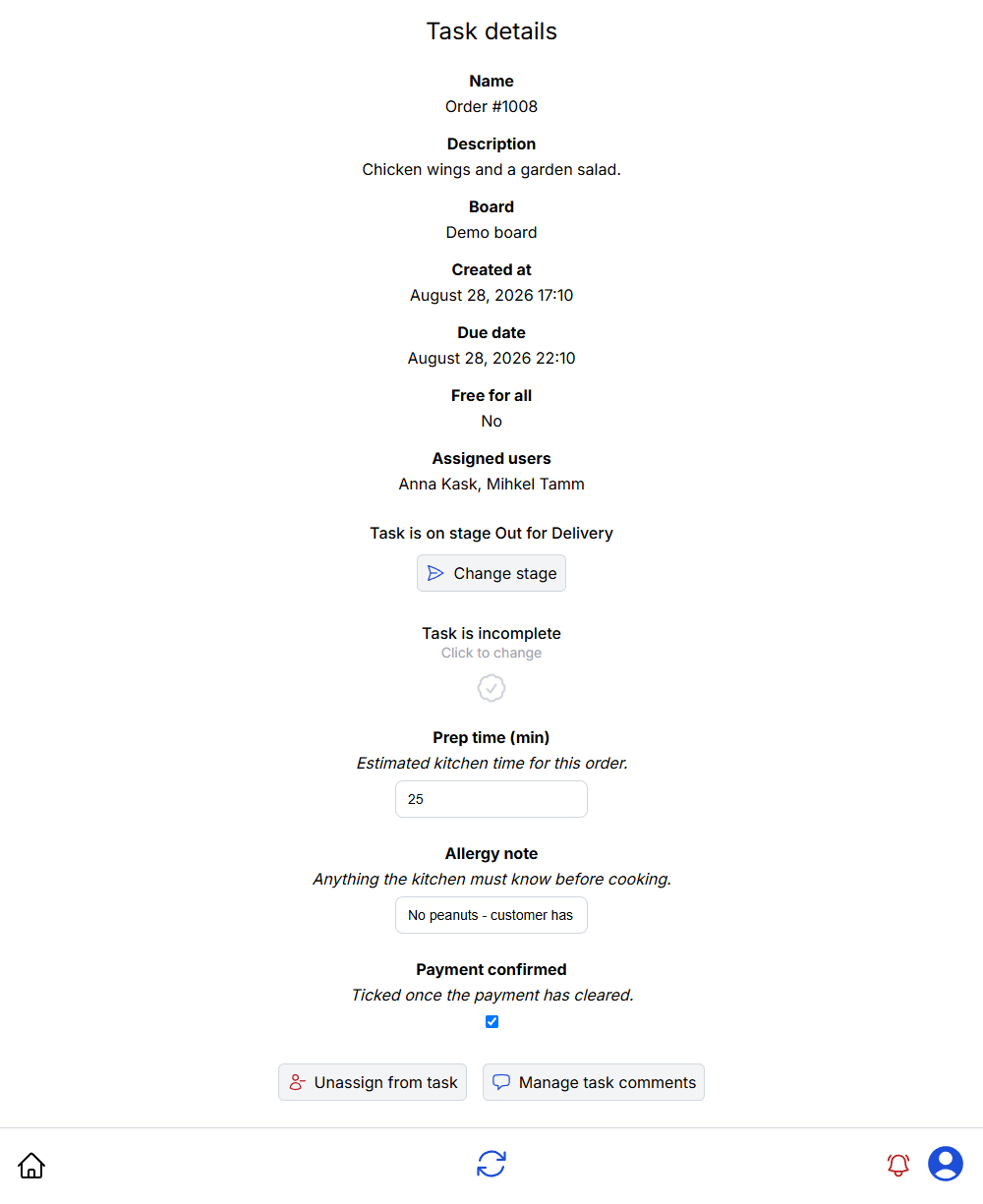 Tasks app task details