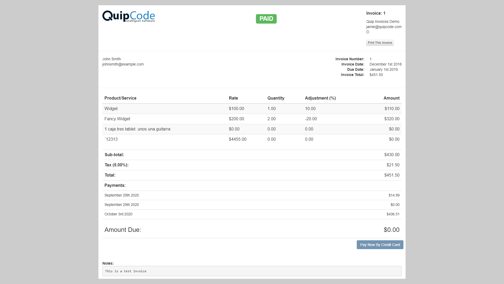 Example Invoice