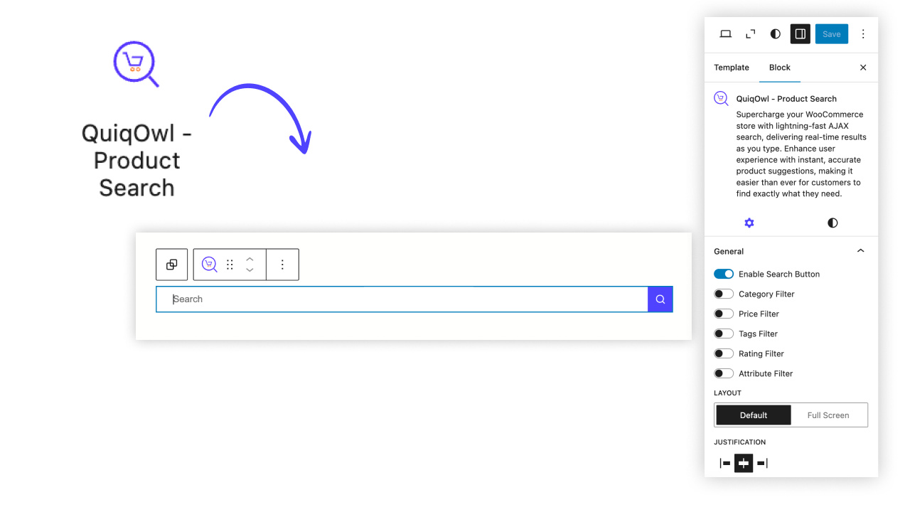 QuiqOwl - Product Search Block