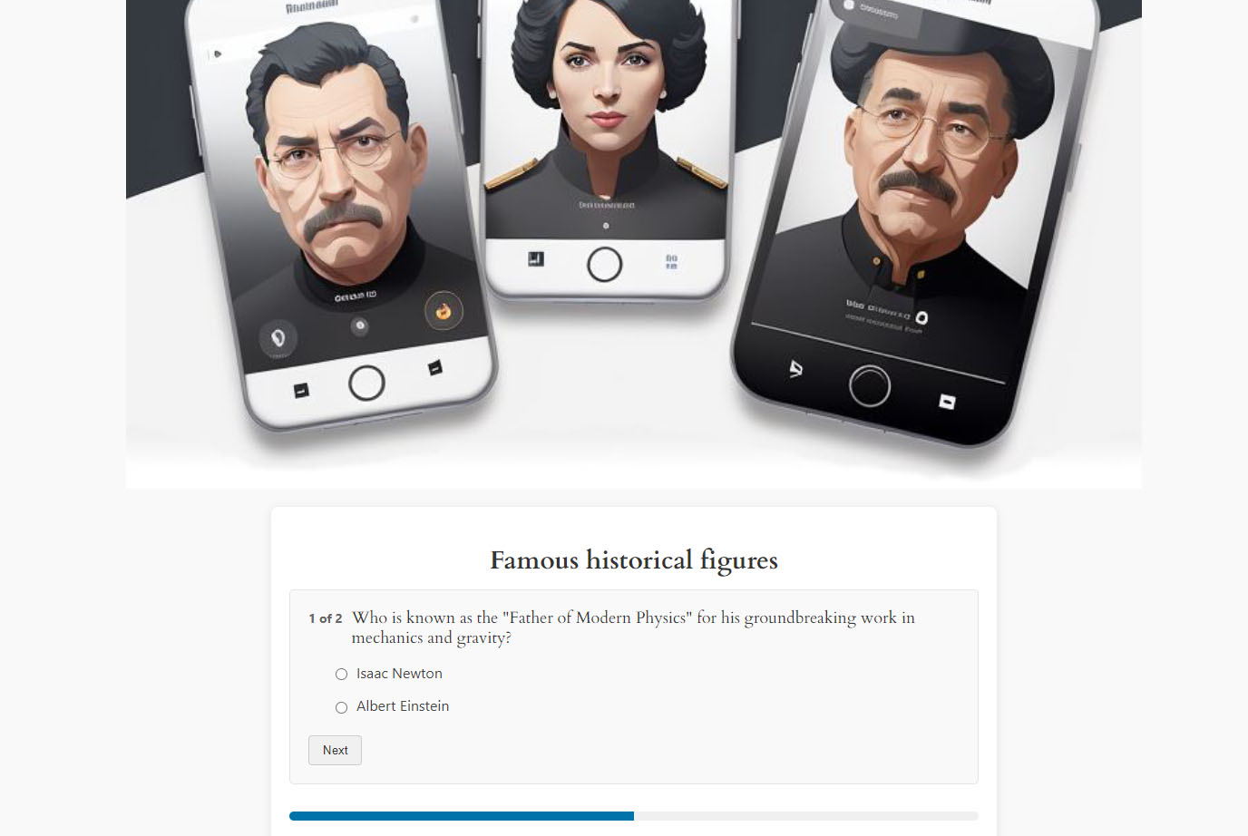 Frontend quiz display example