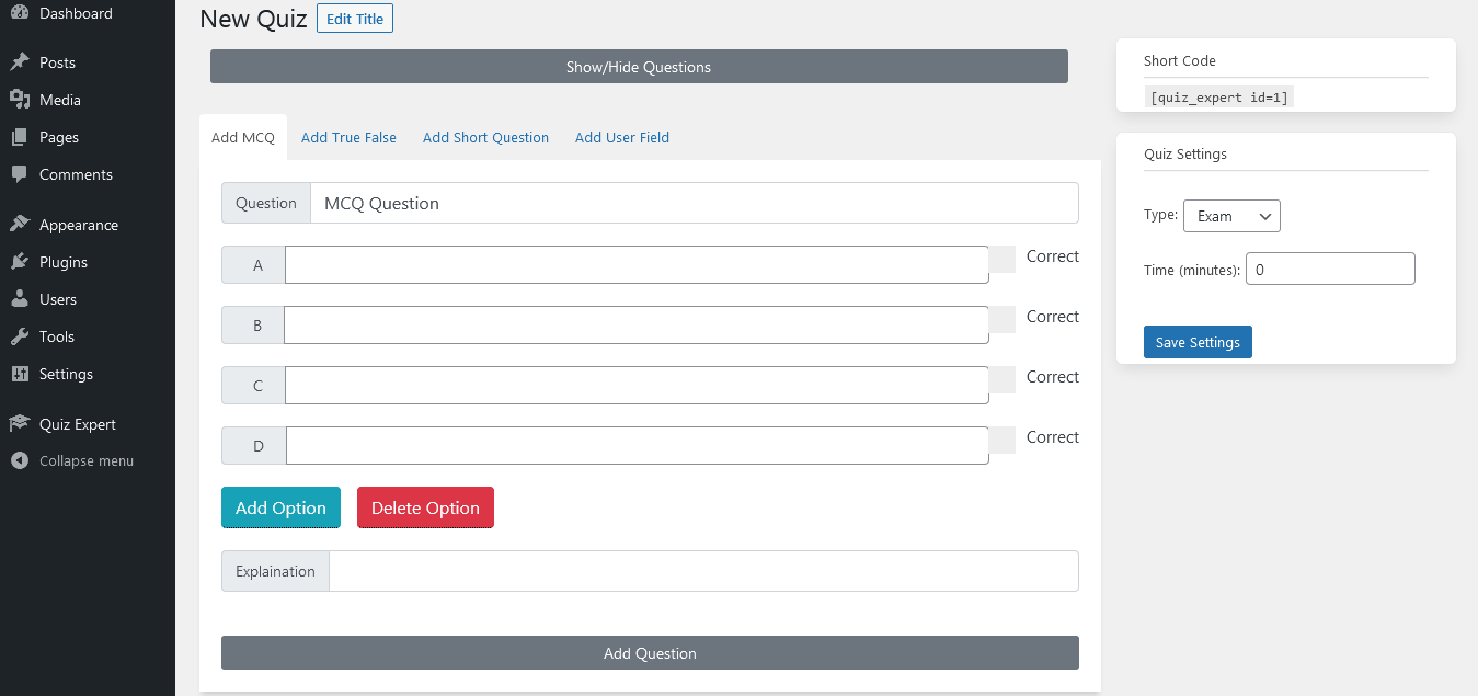 Add user data field.