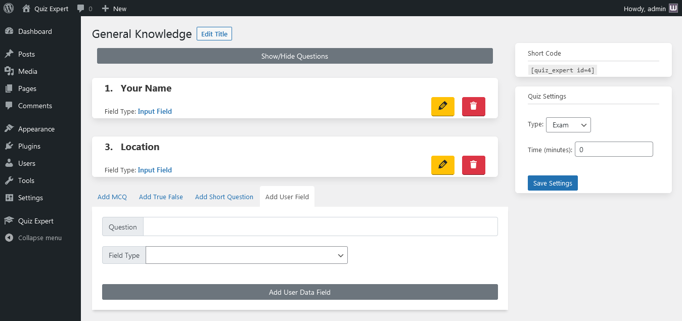 Submit user data by a user.
