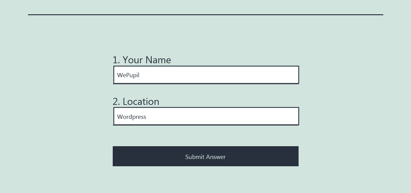 User submitted data to show on the admin page.