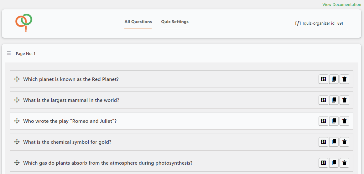 Easily create and manage your quiz questions with the WordPress Quiz Plugin - Question List.