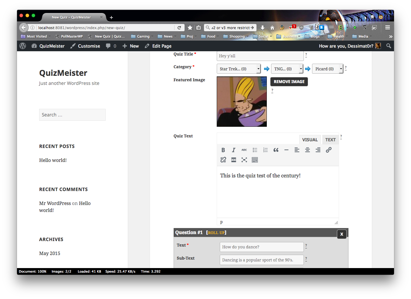 Creating a quiz #1.