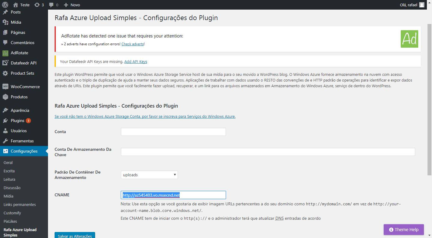 Plugin Configuration Screen.