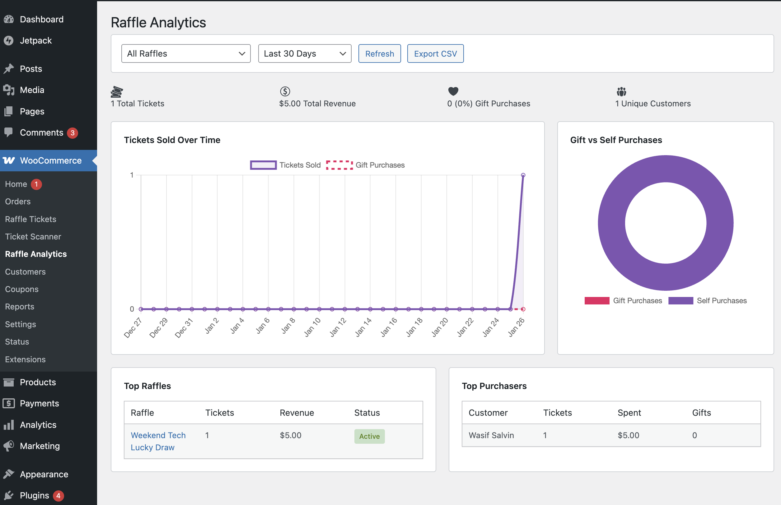 Gift ticket purchase option at checkout.