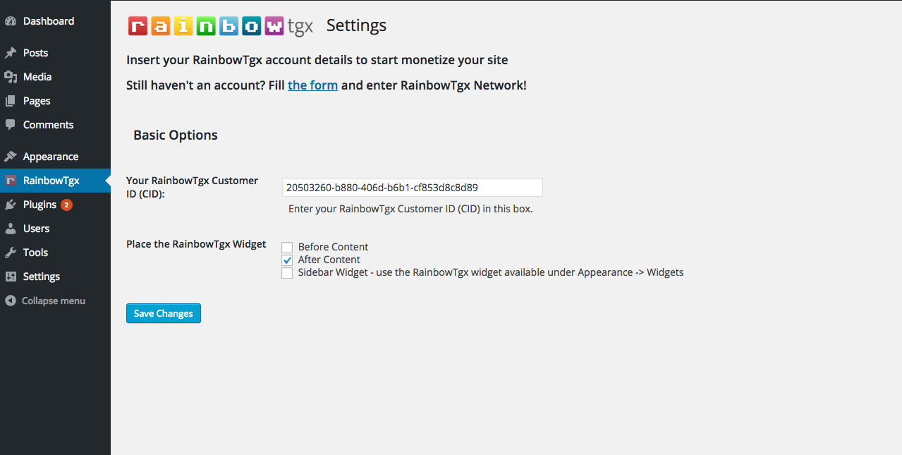 RainbowTgx Settings.
