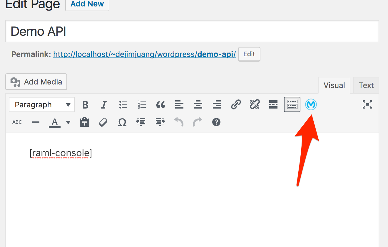New RAML Console button in the Page Editor