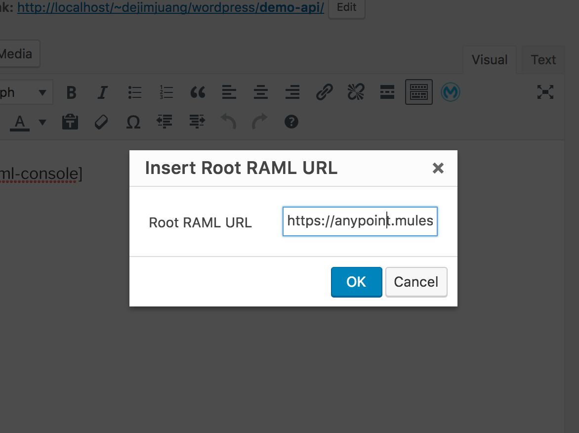 Paste the Root RAMl URL in the pop-up window