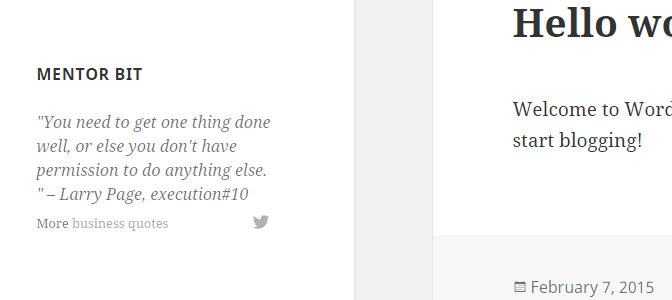 Business quotes appear in the widgets/sidebar area.
