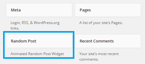 Random Post widget in 'Available Widgets' area
