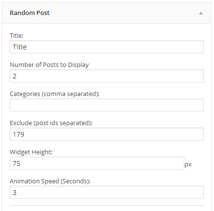 Random Post widget form/settings