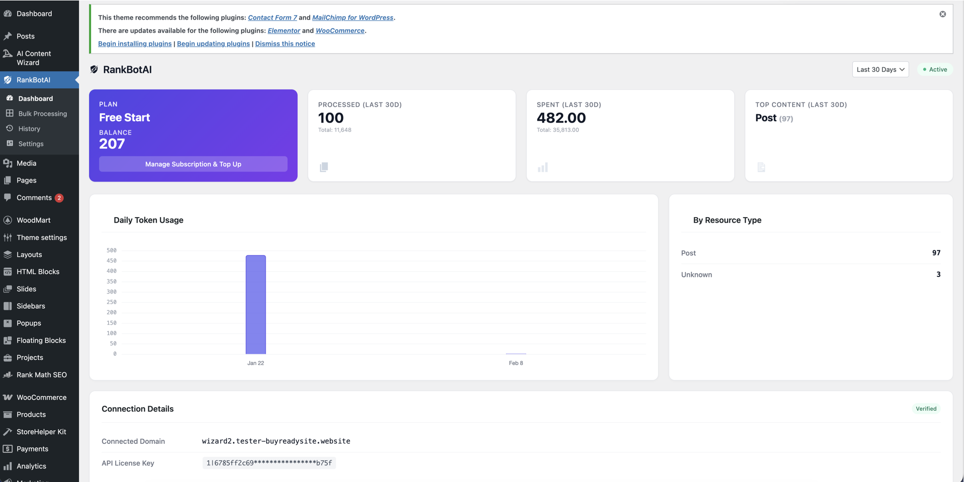 Bulk optimization screen.