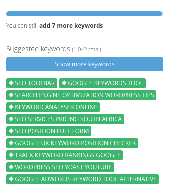 Don't know which keywords to add? Don't worry, RankScanner has a smart keyword suggestion engine, that automatically suggests search phrases for you to add bases on your blog's content and previously added keywords.