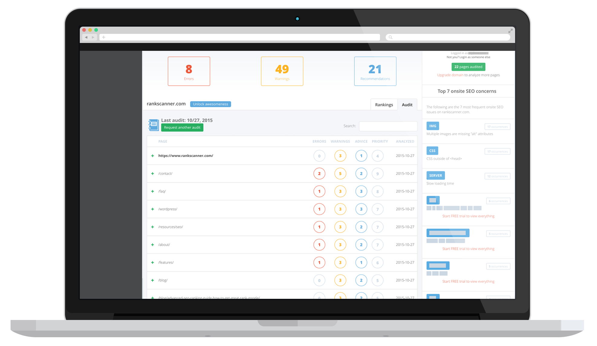 The [RankScanner: SEO Audit](https://wordpress.org/plugins/rankscanner-seo-audit/) plugin.