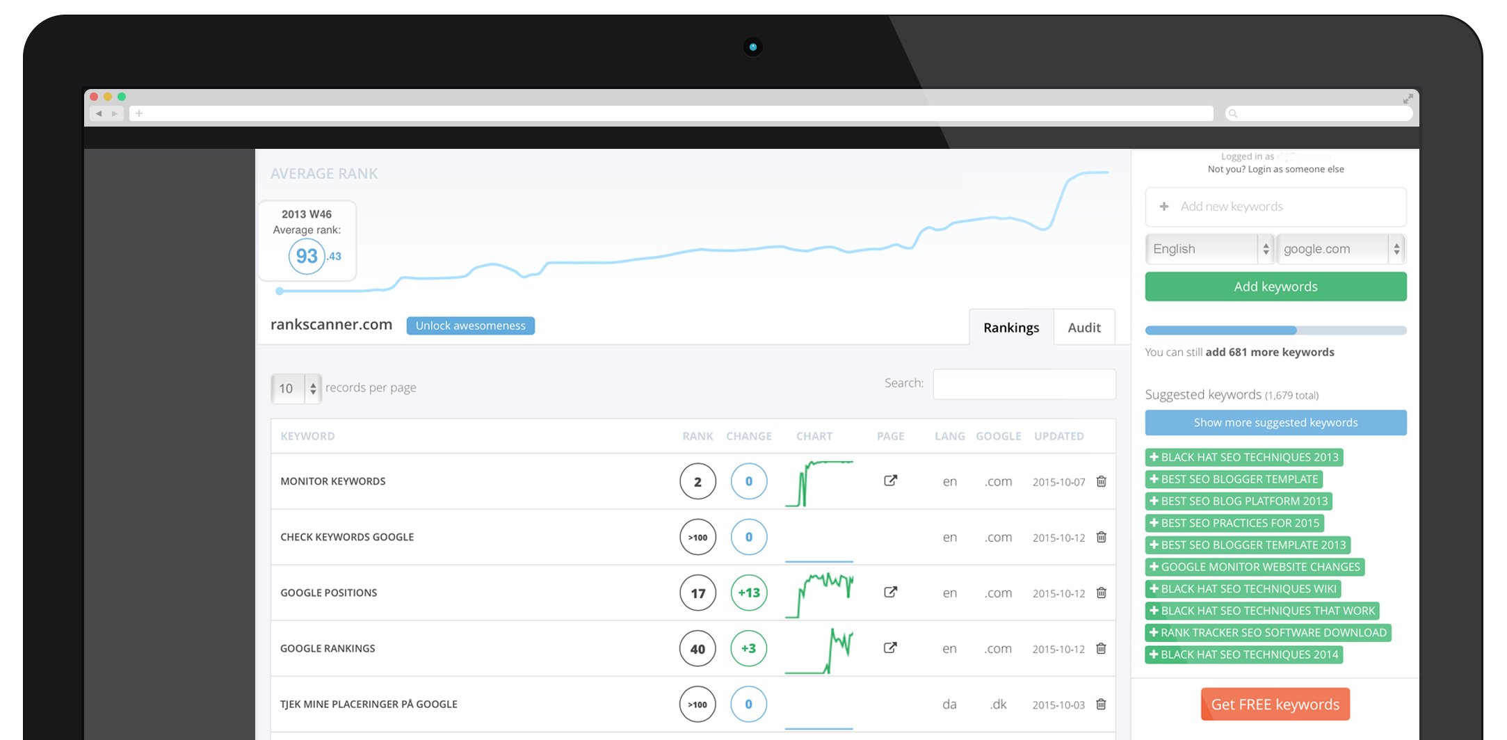 The [RankScanner: Rank Tracking](https://wordpress.org/plugins/rankscanner-rank-tracking/) plugin.