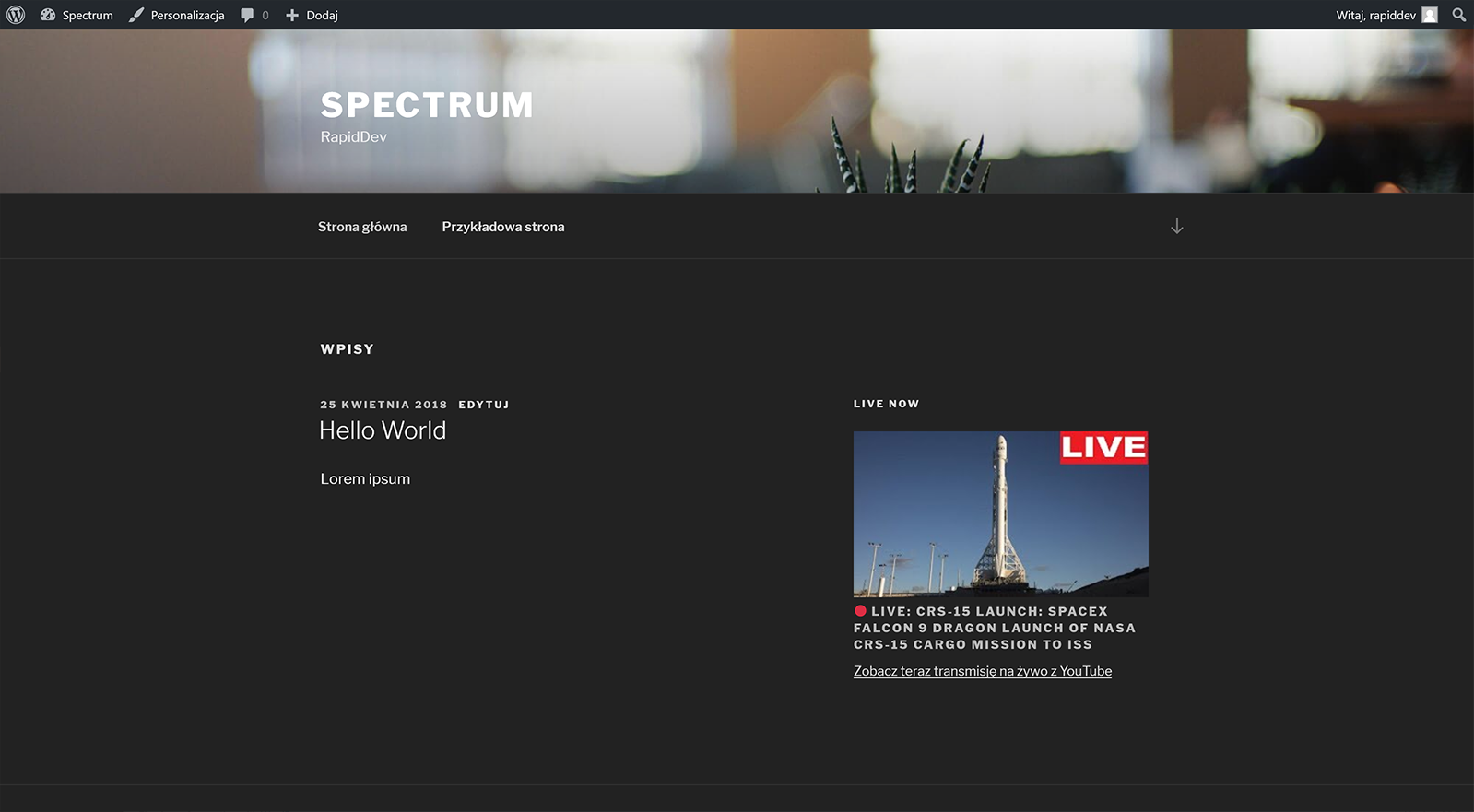 Broadcast widget