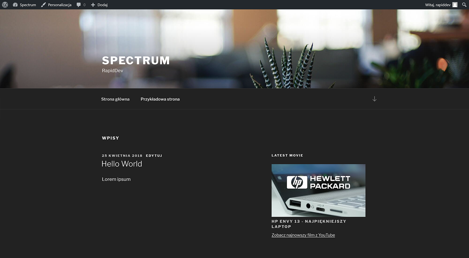 Latest video widget